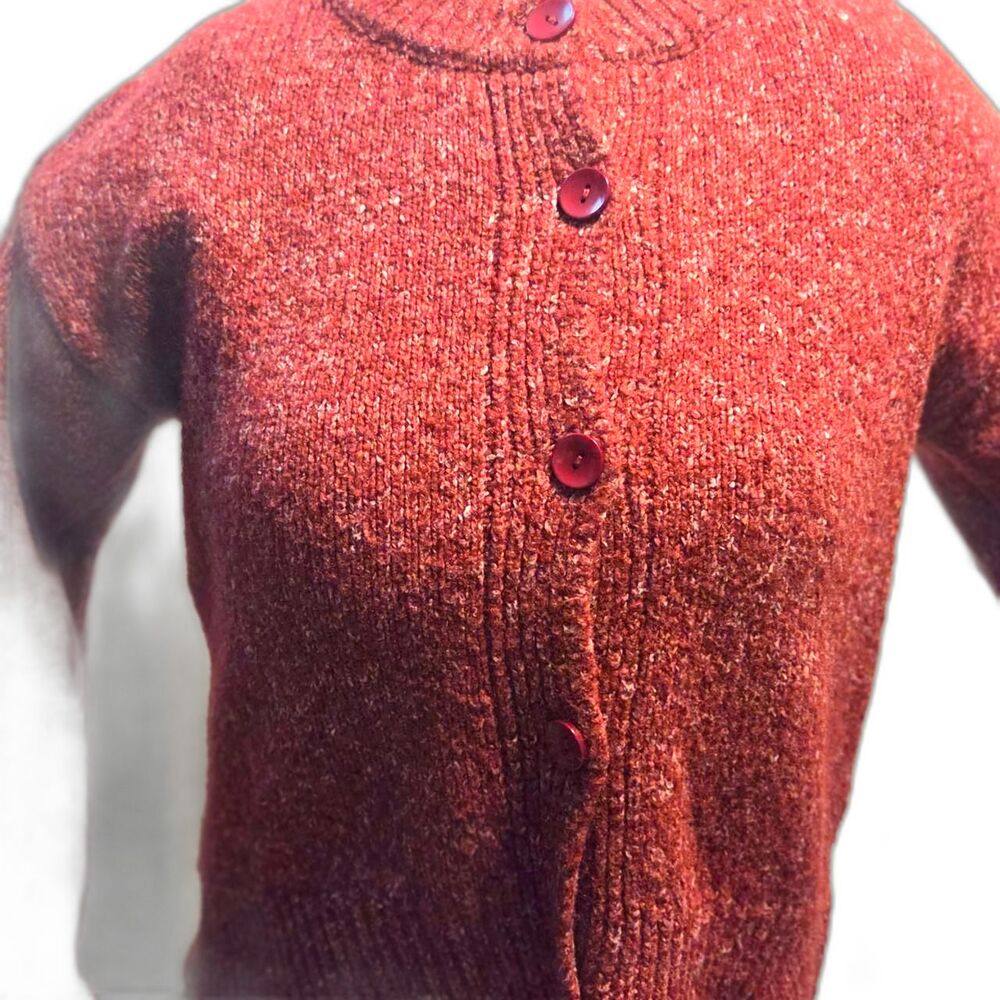 red knit sweater/jumper button up